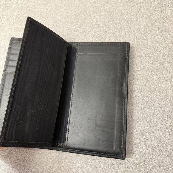 Bosca Checkbook Wallet Black Leather Bi Fold Full Grain Leather USA - Picture 3 of 10